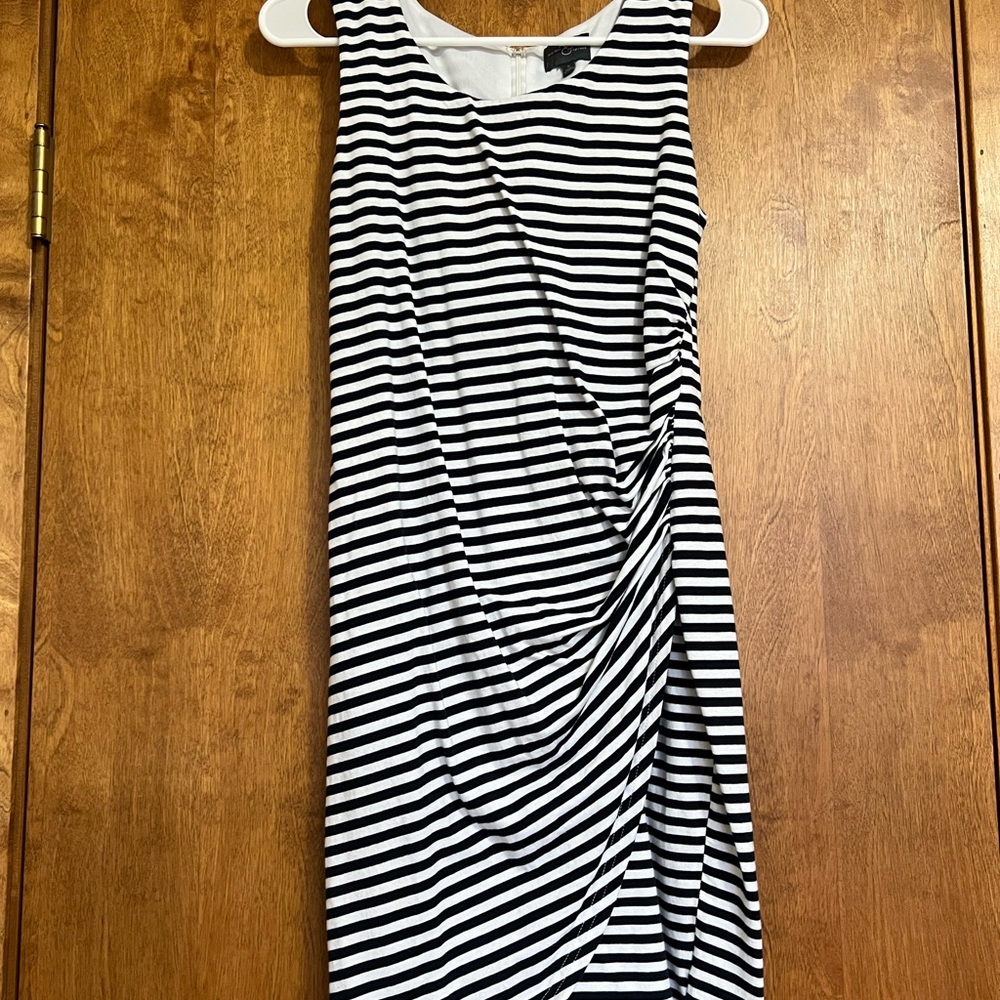 Navy and white striped dress